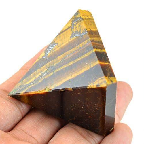 gemsmore:Genuine Golden Tiger Eye Healing Pyramid