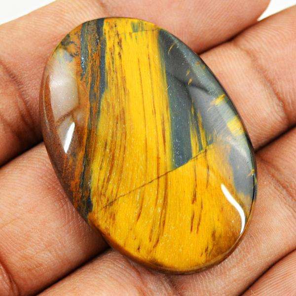 gemsmore:Genuine Golden Tiger Eye Oval Shape Loose Gemstone