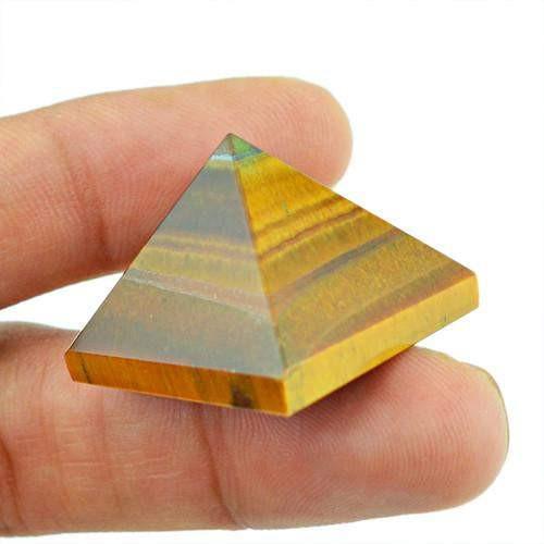 gemsmore:Genuine Golden Tiger Eye Untreated Healing Pyramid