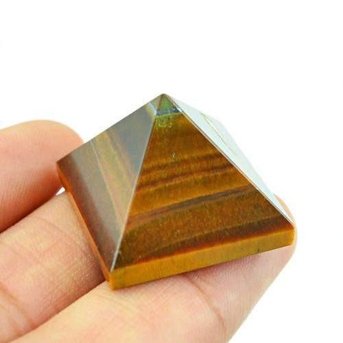 gemsmore:Genuine Golden Tiger Eye Untreated Healing Pyramid