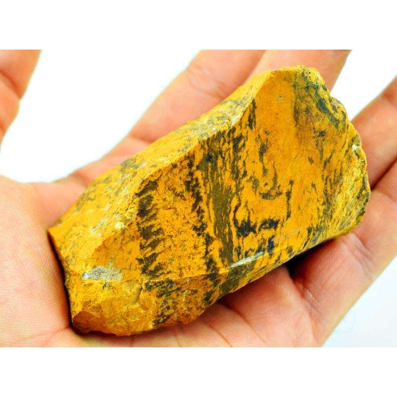 gemsmore:Genuine Golden Tigre Eye Carved Druzy Rough Rock