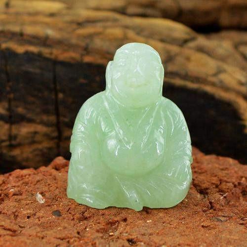 gemsmore:Genuine Green Aquamarine Carved Buddha Gemstone