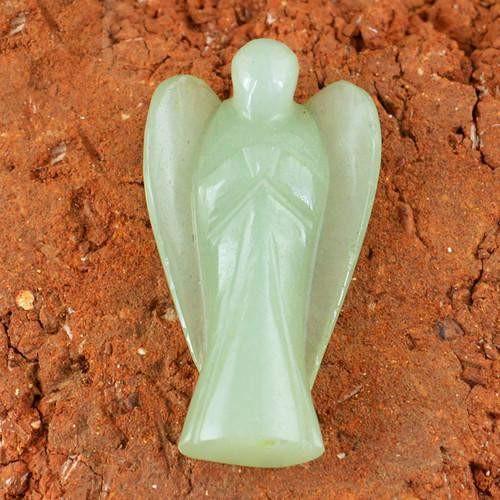 gemsmore:Genuine Green Aquamarine Carved Healing Angel Gemstone