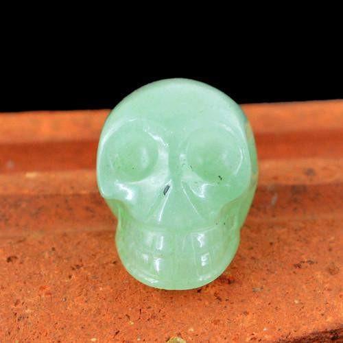 gemsmore:Genuine Green Aquamarine Carved Skull Gemstone