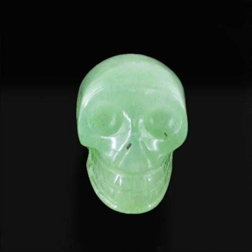 gemsmore:Genuine Green Aquamarine Carved Skull Gemstone