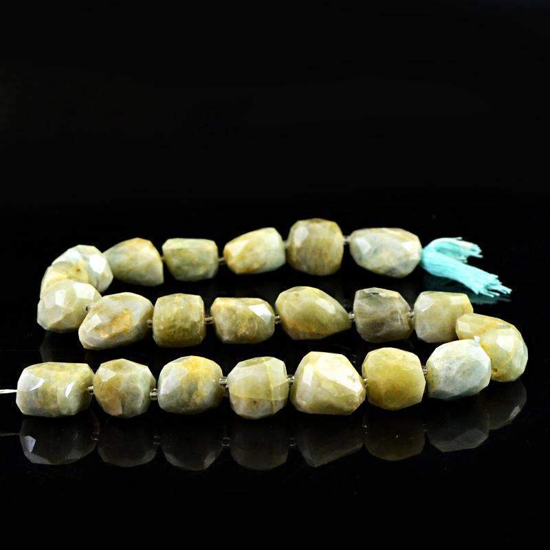 gemsmore:Genuine Green Aquamarine Drilled Beads Strand Natural Faceted
