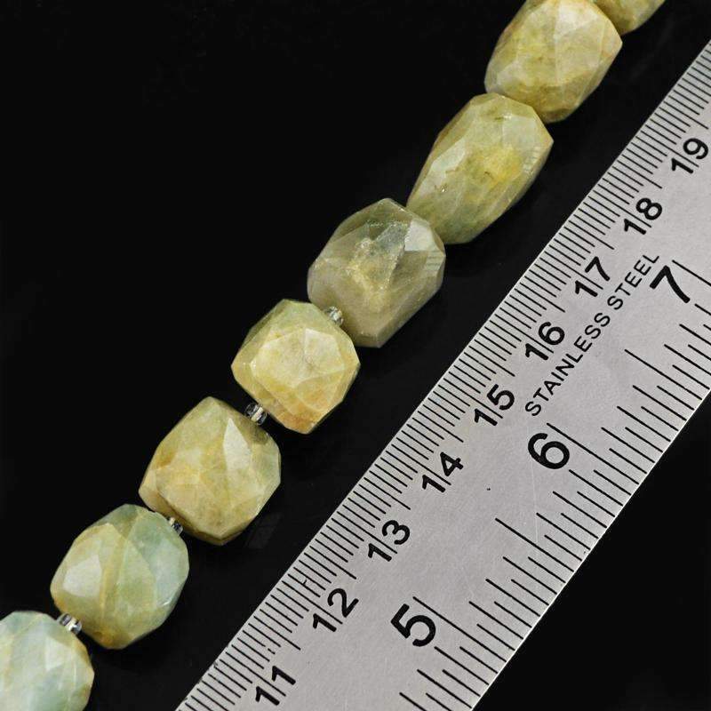 gemsmore:Genuine Green Aquamarine Drilled Beads Strand Natural Faceted