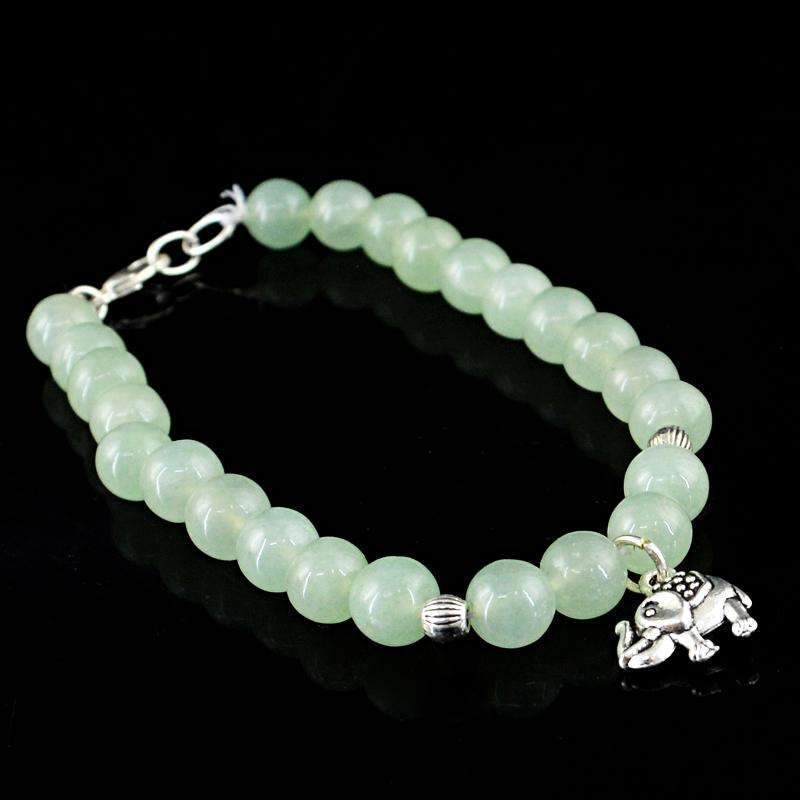 gemsmore:Genuine Green Aquamarine Round Beads Bracelet Natural Untreated