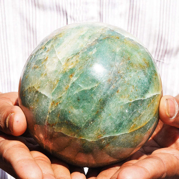 gemsmore:Genuine Green Aventurine Crystal Carved Reiki Healing Sphere - Museum  Size