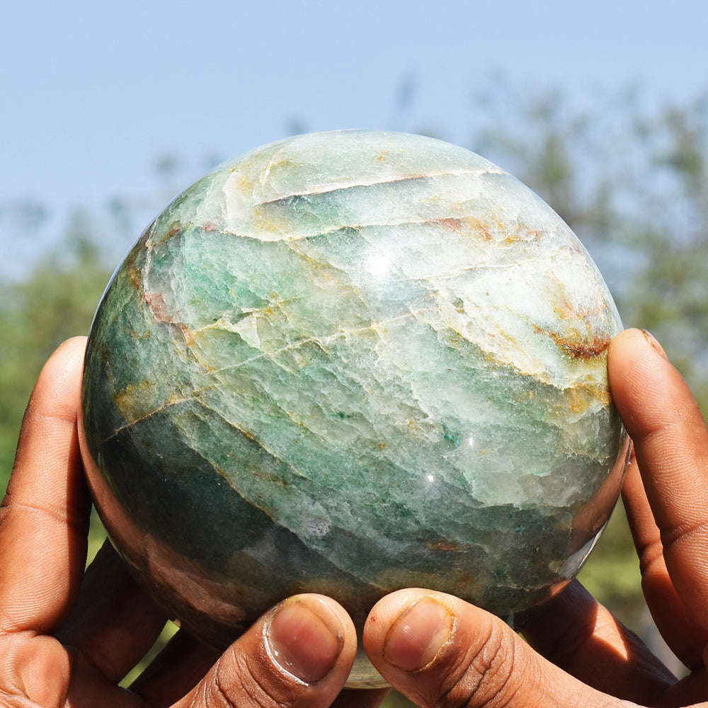 gemsmore:Genuine Green Aventurine Crystal Carved Reiki Healing Sphere - Museum  Size