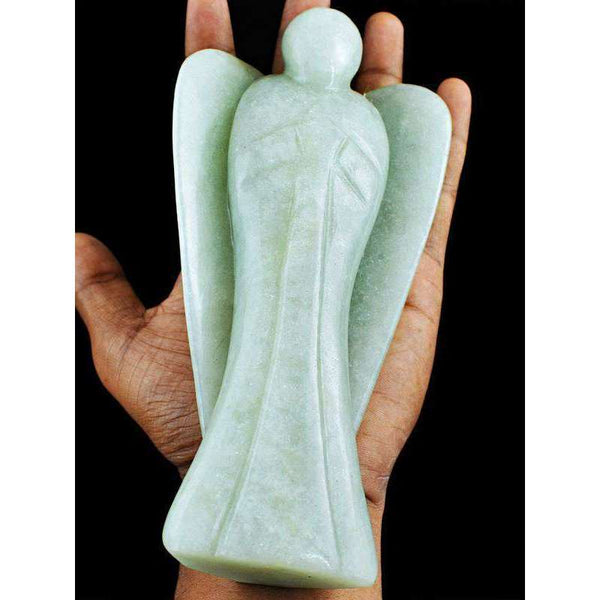 gemsmore:Genuine Green Aventurine Hand Carved Healing Angel