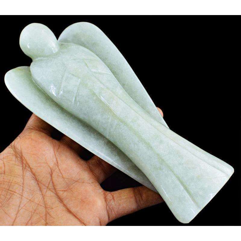 gemsmore:Genuine Green Aventurine Hand Carved Healing Angel