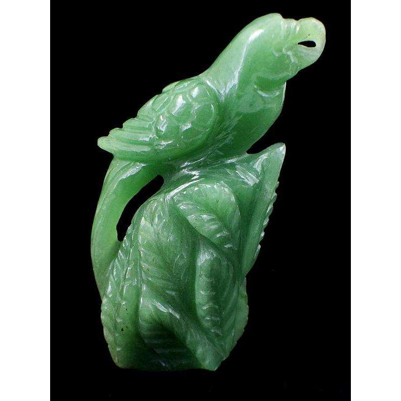 gemsmore:Genuine Green Aventurine Hand Carved Parrot