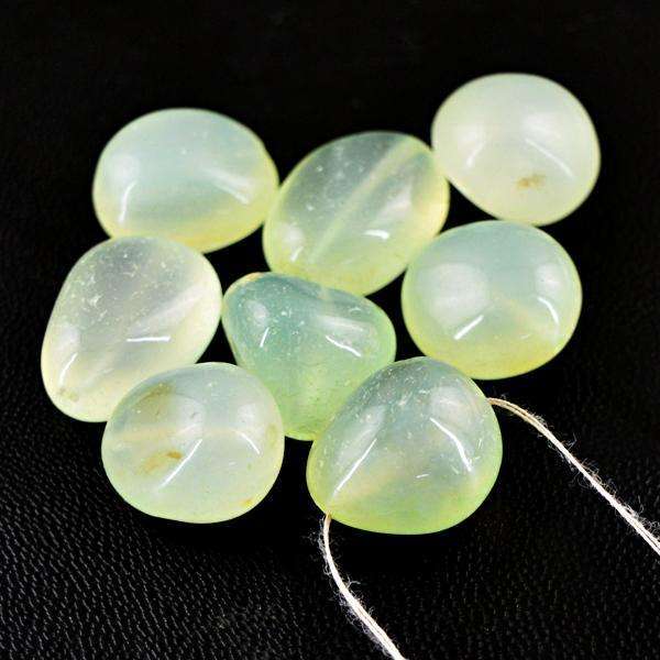 gemsmore:Genuine Green Chalcedony Drilled Beads Lot
