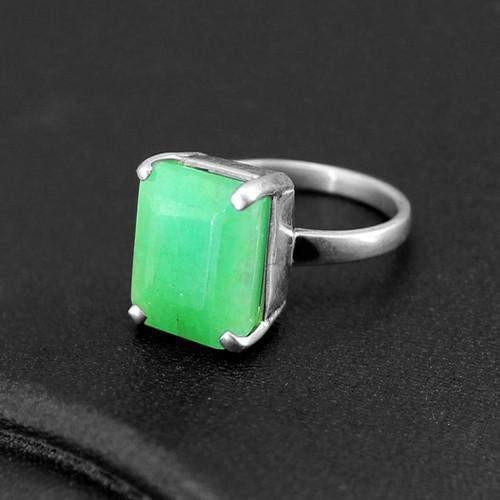 gemsmore:Genuine Green Emerald .925 Silver Ring
