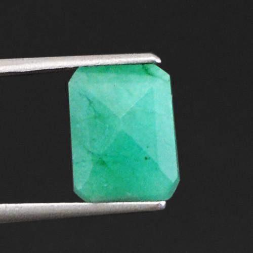 gemsmore:Genuine Green Emerald Faceted Gemstone