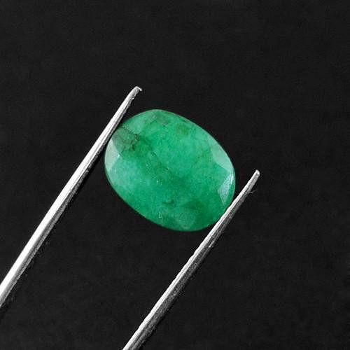 gemsmore:Genuine Green Emerald Oval Faceted Gemstone
