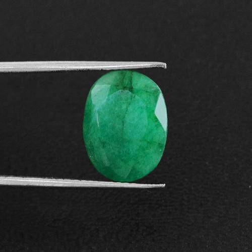 gemsmore:Genuine Green Emerald Oval Faceted Gemstone