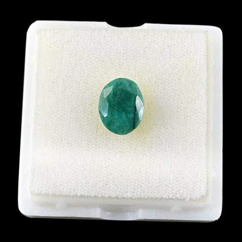 gemsmore:Genuine Green Emerald Oval Shaped Faceted Gemstone