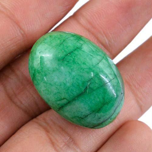 gemsmore:Genuine Green Emerald Oval Shaped Gemstone