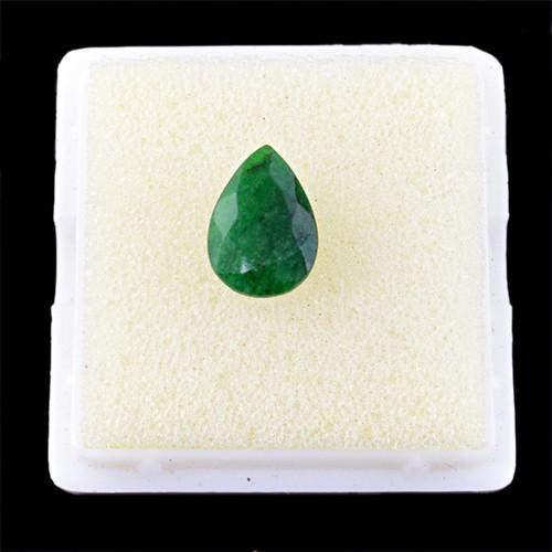 gemsmore:Genuine Green Emerald Pear Faceted Gemstone