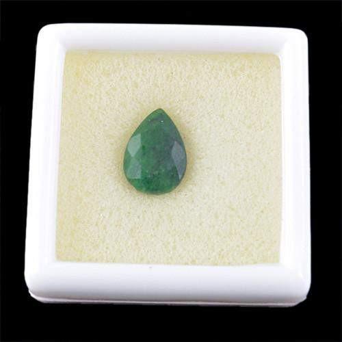 gemsmore:Genuine Green Emerald Pear Faceted Gemstone