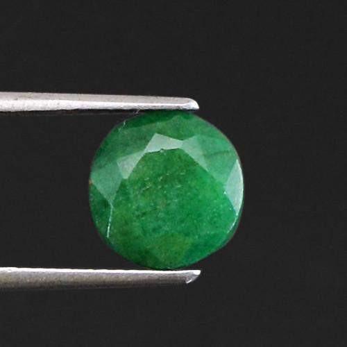 gemsmore:Genuine Green Emerald Round Cut Gemstone