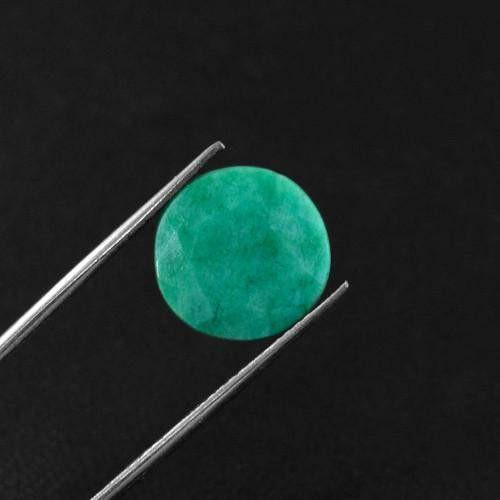 gemsmore:Genuine Green Emerald Round Faceted Gemstone