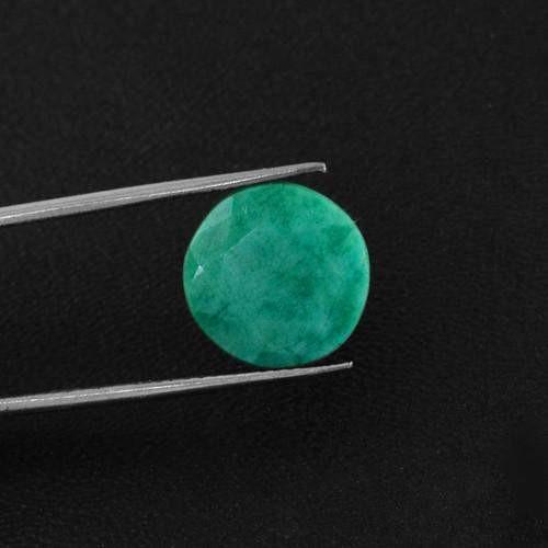 gemsmore:Genuine Green Emerald Round Faceted Gemstone