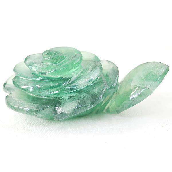 gemsmore:Genuine Green Fluorite Hand Carved Rose Gemstone