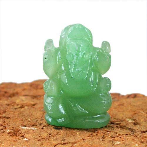 gemsmore:Genuine Green Jade Carved Ganesha Gemstone