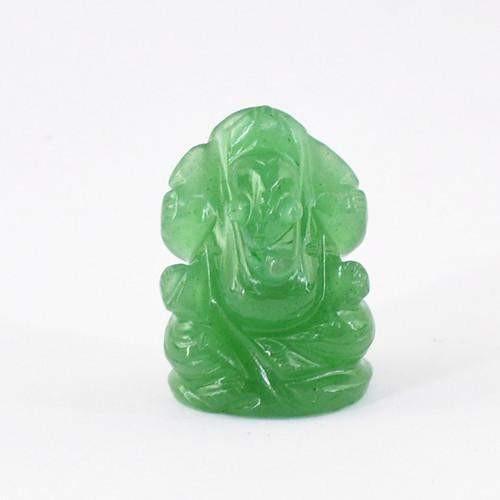 gemsmore:Genuine Green Jade Carved Ganesha Gemstone