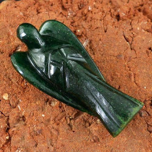 gemsmore:Genuine Green Jade Carved Healing Angel Gemstone