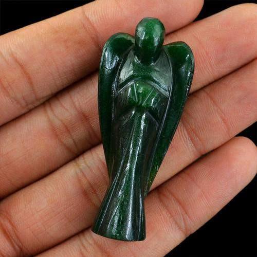 gemsmore:Genuine Green Jade Carved Healing Angel Gemstone