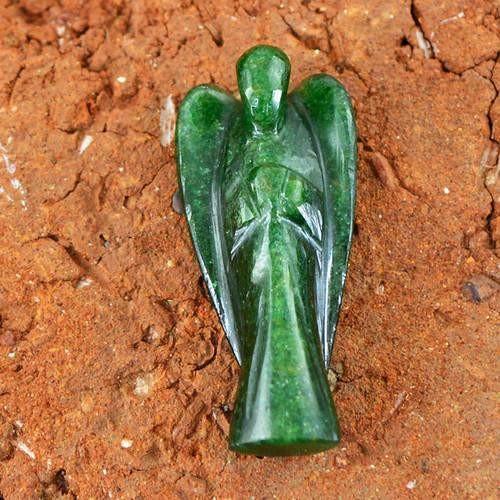 gemsmore:Genuine Green Jade Carved Healing Angel Gemstone