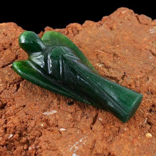 gemsmore:Genuine Green Jade Carved Healing Angel Pendant