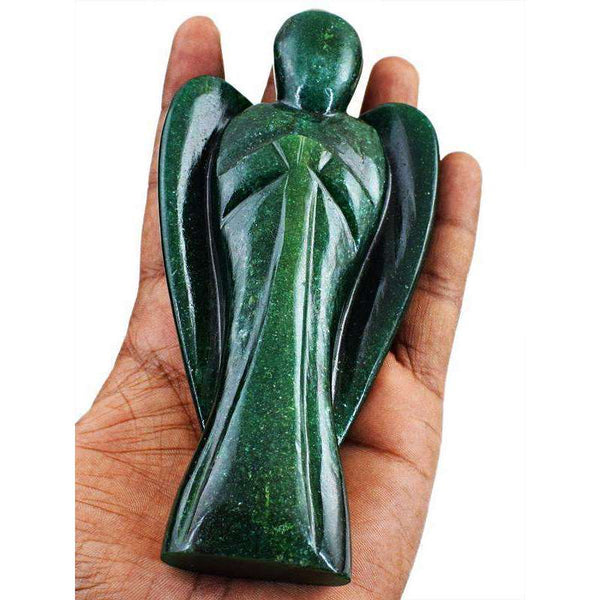 gemsmore:Genuine Green Jade Carved Huge Reiki Healing Angel