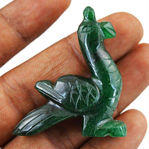 gemsmore:Genuine Green Jade Hand Carved Peacock Gemstone