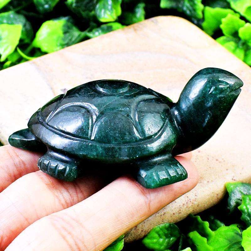 gemsmore:Genuine Green Jade Hand Carved Turtle