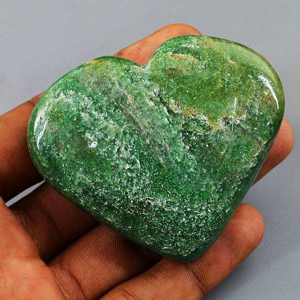 gemsmore:Genuine Green Jade Heart Shape Carved Cabochon