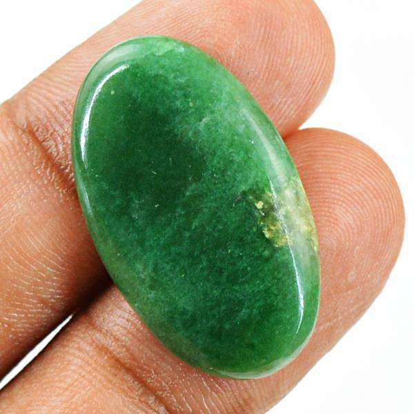 gemsmore:Genuine Green Jade Oval Shape Untreated Loose Gemstone