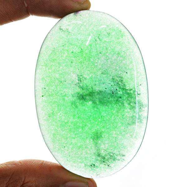 gemsmore:Genuine Green Jade Oval Shape Untreated Loose Gemstone