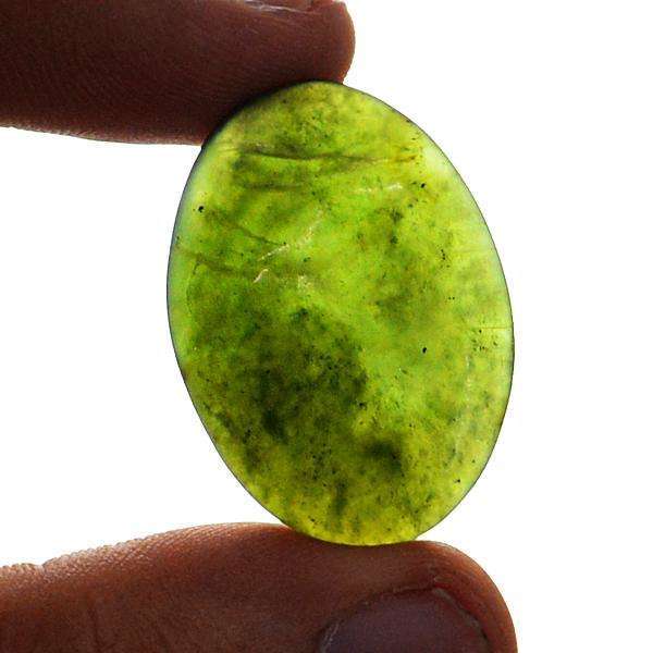 gemsmore:Genuine Green Jade Oval Shape Untreated Loose Gemstone