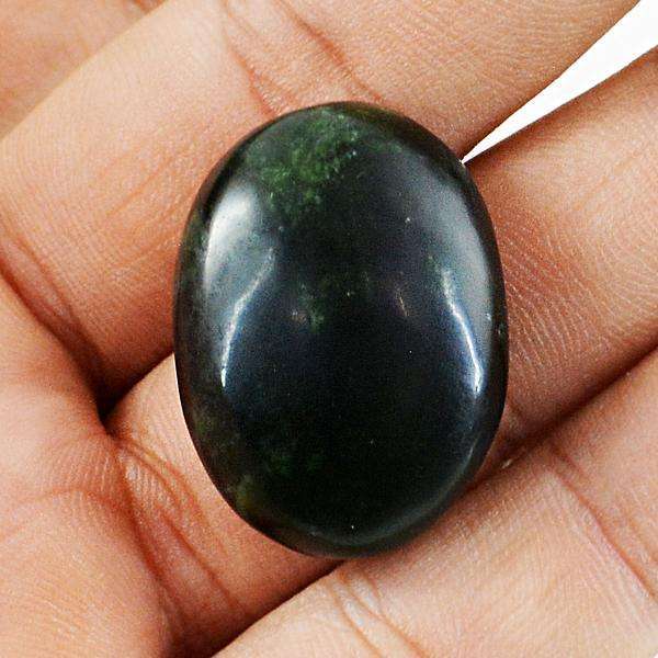 gemsmore:Genuine Green Jade Oval Shape Untreated Loose Gemstone