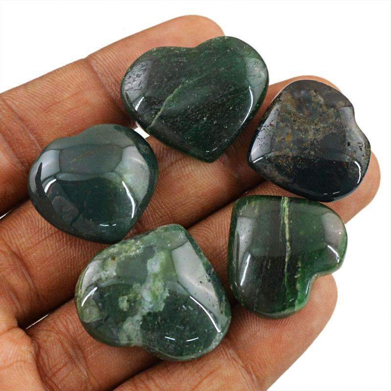 gemsmore:Genuine Green Jasper Gemstone Lot - Natural Heart Shape