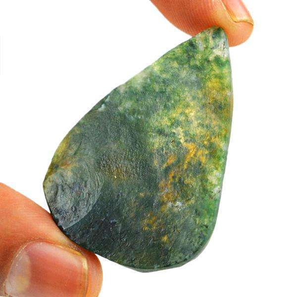 gemsmore:Genuine Green Moss Agate Druzy Pear Shape Untreated Loose Gemstone