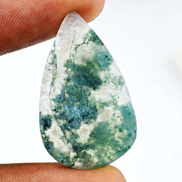 gemsmore:Genuine Green Moss Agate Druzy Pear Shape Untreated Loose Gemstone