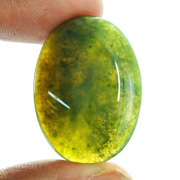 gemsmore:Genuine Green Moss Agate Oval Shape Loose Gemstone