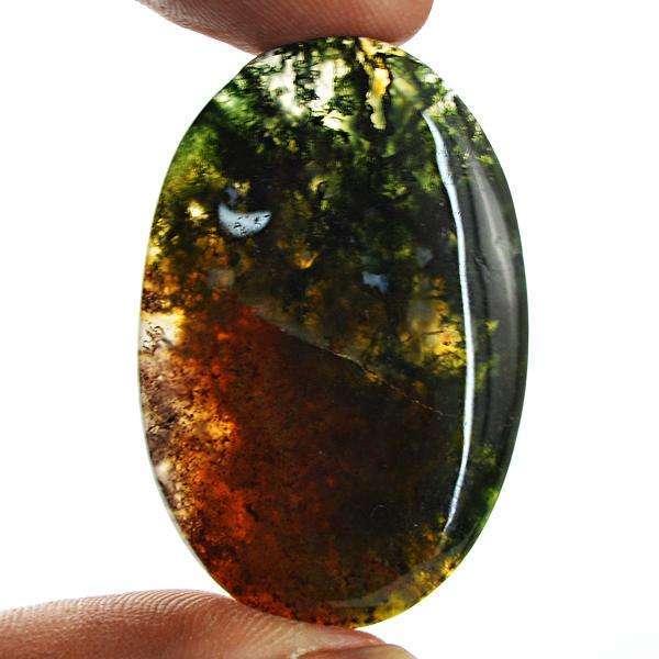 gemsmore:Genuine Green Moss Agate Oval Shape Untreated Loose Gemstone