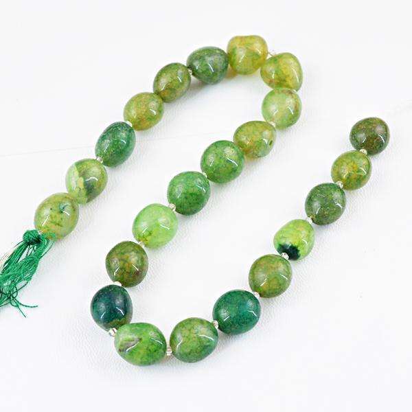 gemsmore:Genuine Green Onyx Drilled Beads Strand